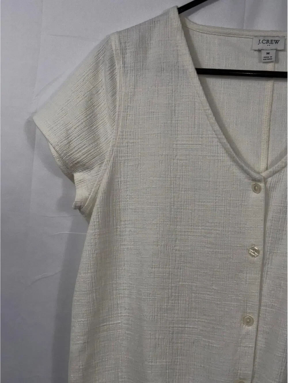 J.Crew Ivory Tie-Front Textured Top Size Medium